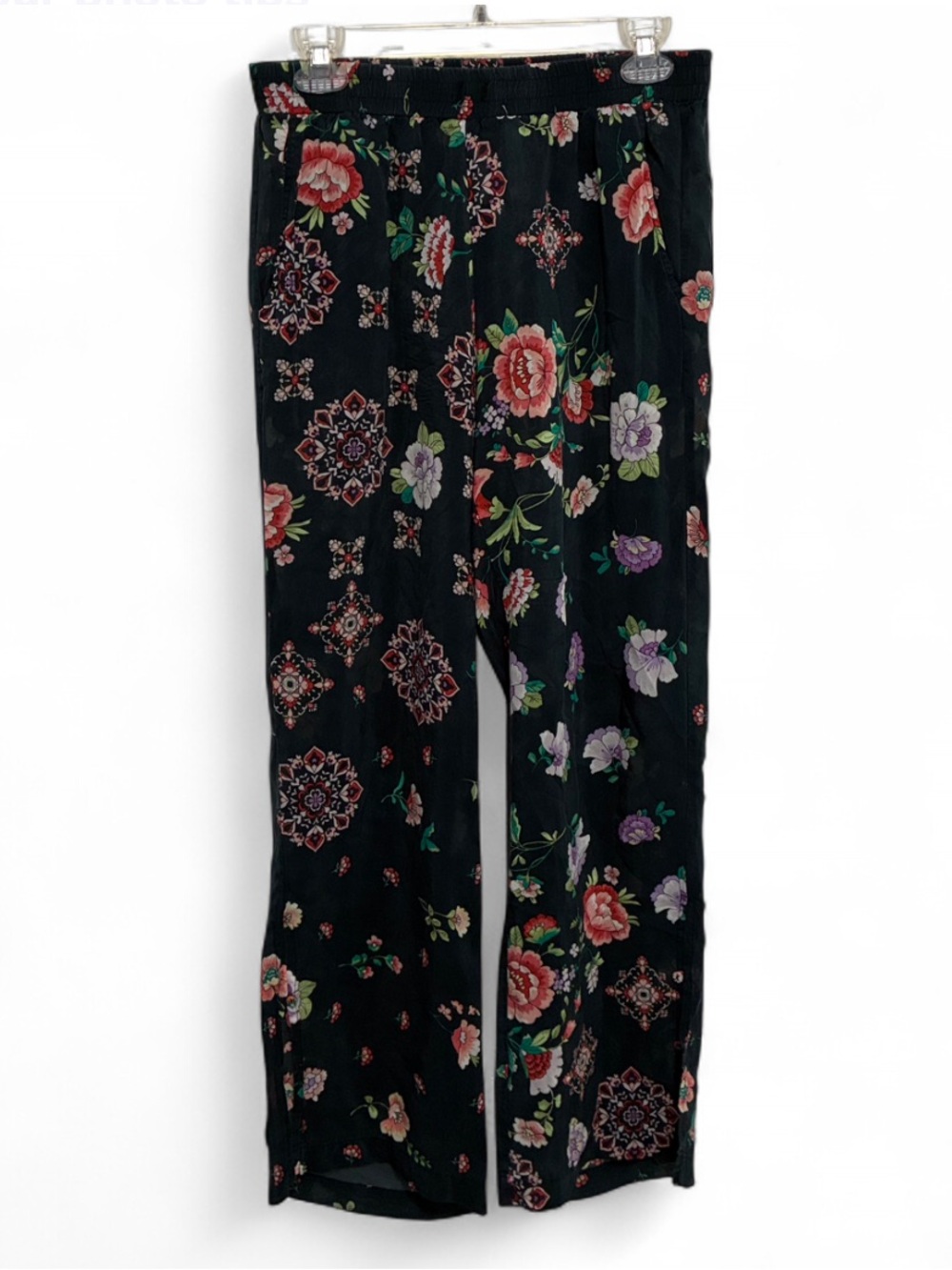 Johnny Was Vega Dark Blue Floral Wide-Leg Boho Pants